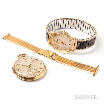 Two 14kt Gold Watches and an 18kt Gold Wristwatch Band