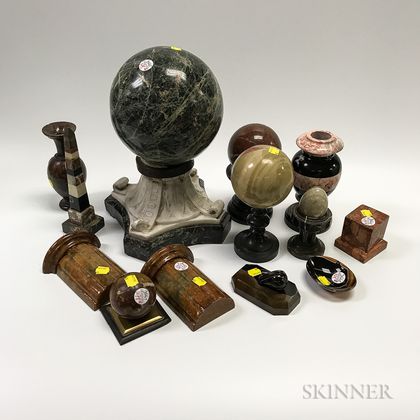 Twenty-two Carved and Turned Stone Items