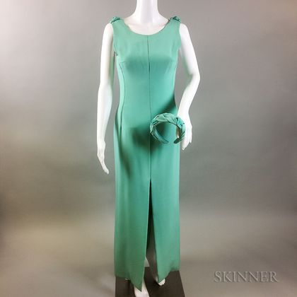 Jacqueline De Ribes Turquoise Gown with Matching Eric Javits Velvet Headband