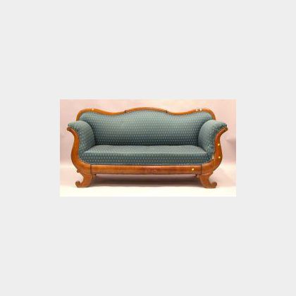 Beidermeier-style Upholstered Ebonized Fruitwood Sofa. 