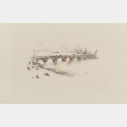 James Abbott McNeill Whistler (American, 1834-1903) Evening, Little Waterloo Bridge