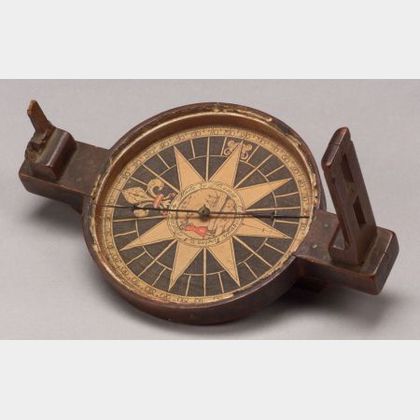 Rare Dated Colonial Surveyor's Compass by Thomas Greenough