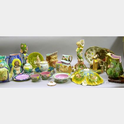 Approximately Twenty-three Pieces of Miscellaneous Majolica Tableware and Table Items