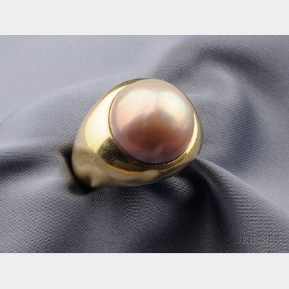 18kt Gold and Cultured South Sea Pearl Ring, Angela Kramer