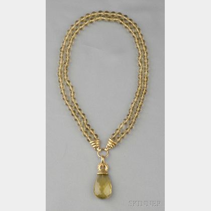 19kt Gold and Lemon Quartz Bead Necklace, Elizabeth Locke