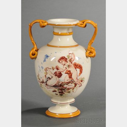 Wedgwood Lessore Decorated Queen's Ware Vase