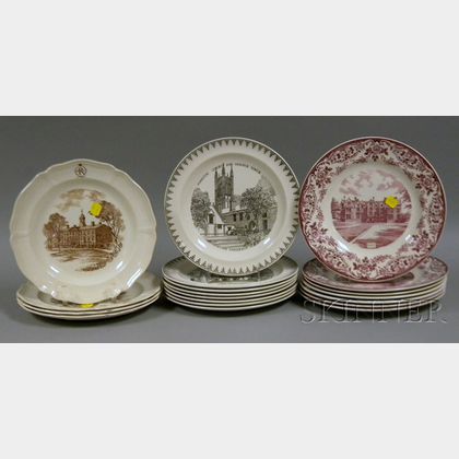 Three Sets of Wedgwood University and College Ceramic Plates