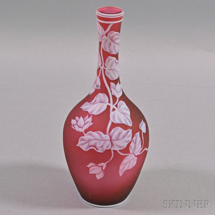 Thomas Webb & Sons Cranberry Cameo Glass Vase