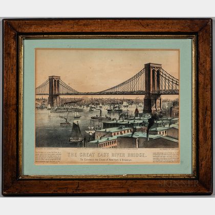 Lithograph Print The Great East River Bridge 