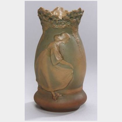 Teplitz Crown Oak Ware Figural Pottery Vase.