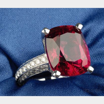 18kt White Gold, Rubellite and Diamond Ring