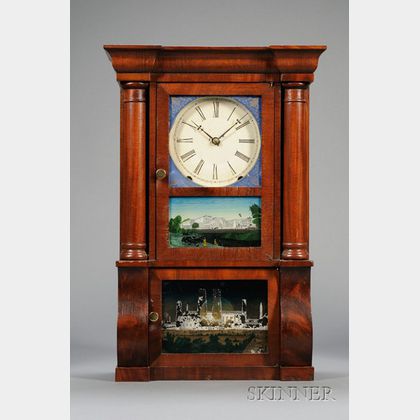 Miniature Mahogany Sleigh-Front Shelf Clock by E.O. Goodwin