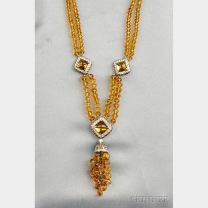 18kt White Gold and Citrine Necklace