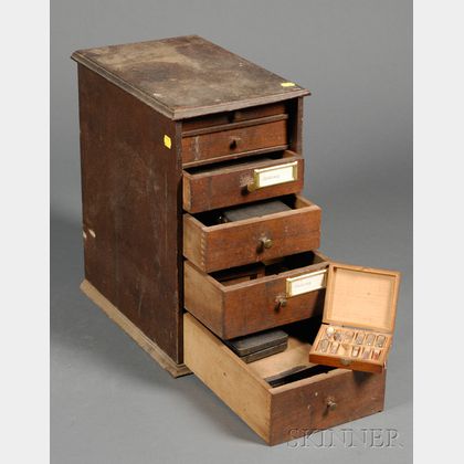 Walnut Six-Drawer Watchmaker's Parts Cabinet