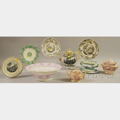 Eleven Pieces of Assorted English Transfer Pattern Staffordshire Tableware