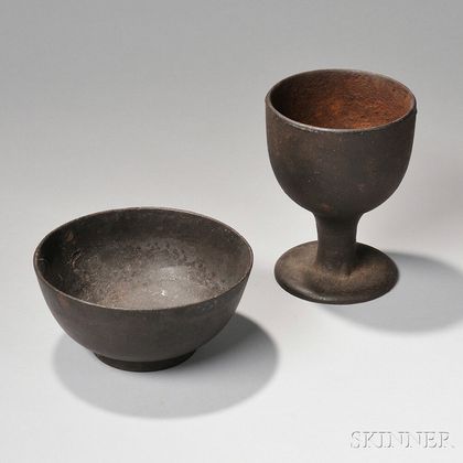 Cast Iron Footed Bowl and Goblet