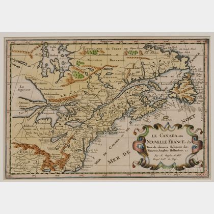 Newfoundland, Canadian East Coast, New England. Nicolas Sanson (1600-1667) Le Canada, ou Nouvelle France