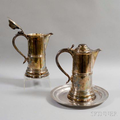 Pair of Silver-plate Flagons and a Pair of Chargers