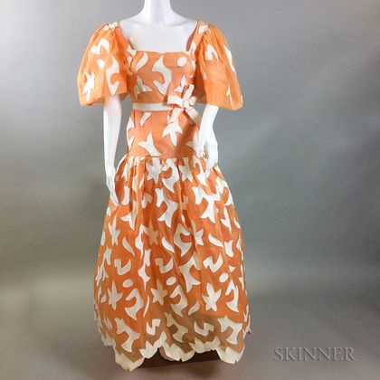 Arnold Scaasi Orange and White Gown