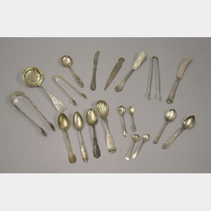 Approximately Eighteen Pieces of Sterling and Coin Silver Flatware. 