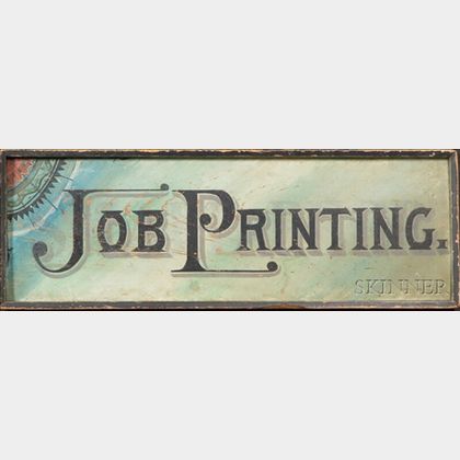 Polychrome Painted "JOB PRINTING" Trade Sign