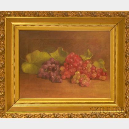 Framed 20th Century American School Oil on Canvas Still Life with Grapes