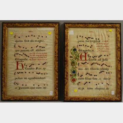 Sold at auction Two Framed Illuminated Vellum Sheet Music Pages Auction ...