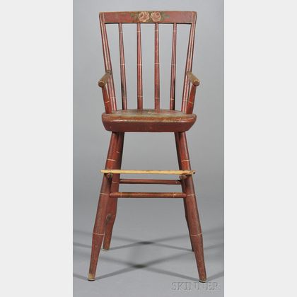 Red-painted Windsor High Chair