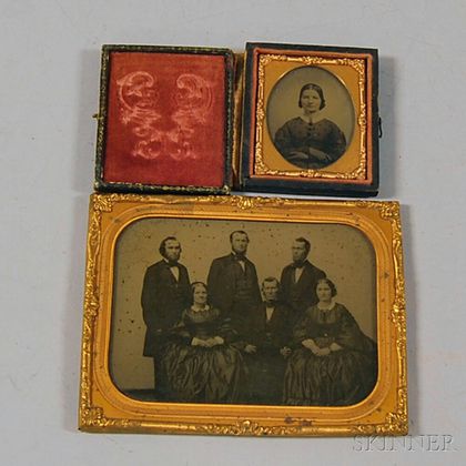 Half-plate Ambrotype Portrait of the Ballou Family and a Sixth-plate Portrait of a Related Young Woman
