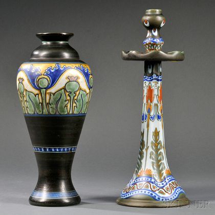 Gouda Matte Glaze Vase and Candlestick 
