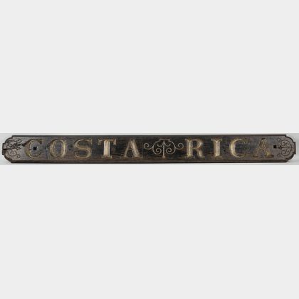Carved "COSTA RICA" Ship Nameboard
