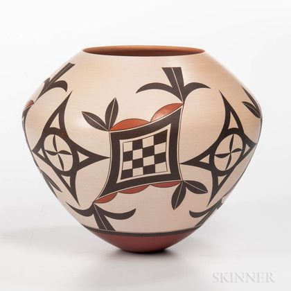 Contemporary Polychrome Pottery Jar