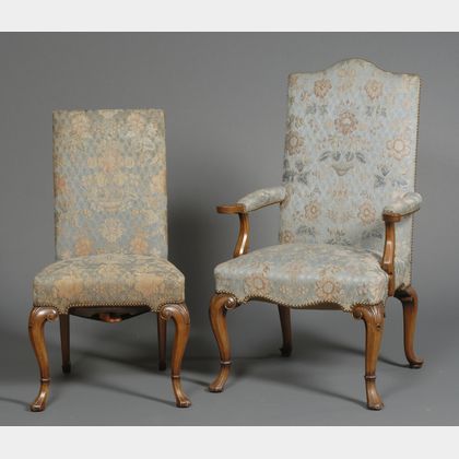 Set of Ten Early Georgian Style Carved Mahogany Dining Chairs