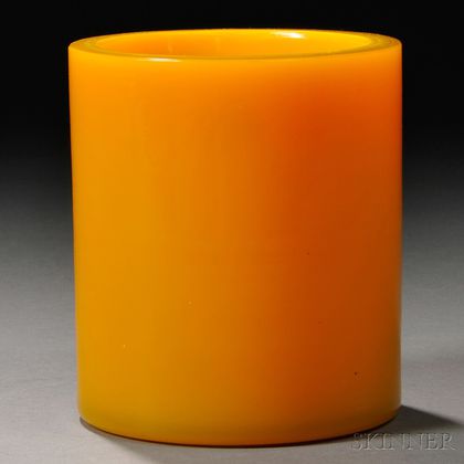 Yellow Peking Glass Brush Pot