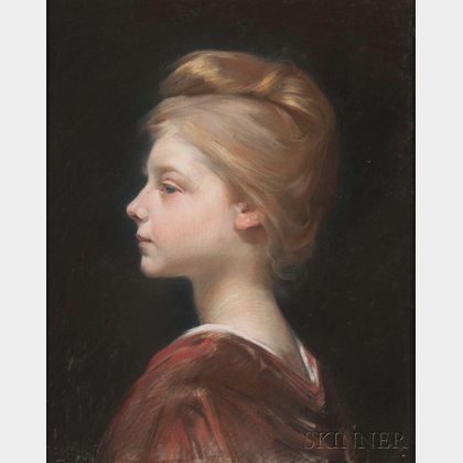 Albert Besnard (French, 1849-1934) Profile of a Young Woman with Upswept Hair