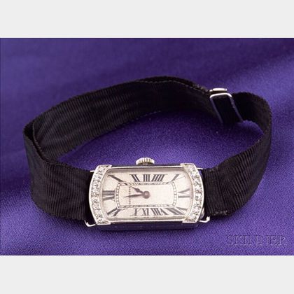 Art Deco Platinum and Diamond Wristwatch, Longines, Boucheron