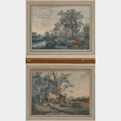 European School, 18th Century Two Bucolic Landscapes