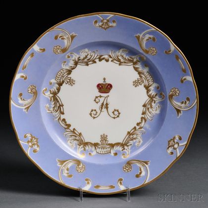 Russian Imperial Porcelain Factory Plate from the Farm Palace Banquet Service