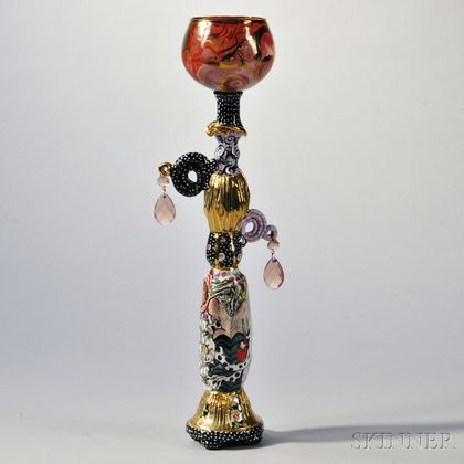 Ceramic and Crystal Goblet