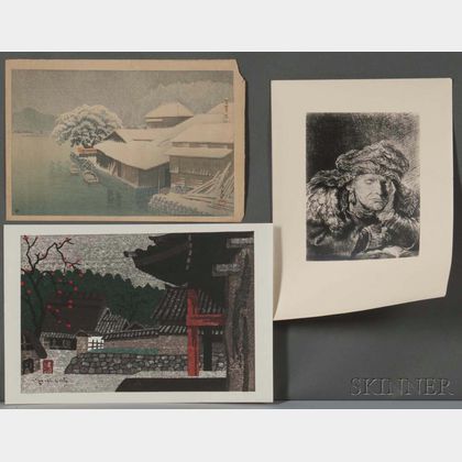 Two Hasui and Saito Woodblock Prints