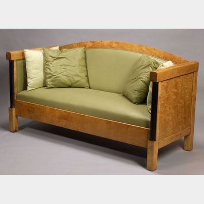 Biedermeier-style Maple and Part-ebonized Sofa
