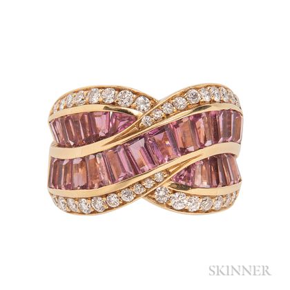 18kt Gold, Pink Tourmaline, and Diamond Ring