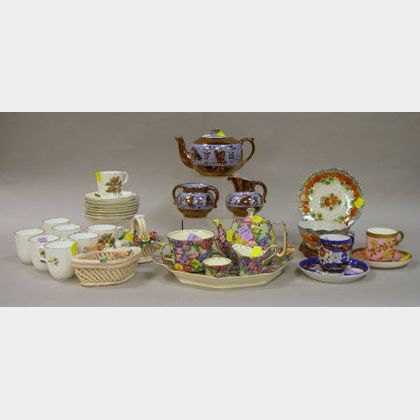 Eight-Piece Set of Royal Worcester Dorchester Pattern Porcelain Demitasse Cups and Saucers, a Six-Piece Royal Winton Julia Pattern Brea