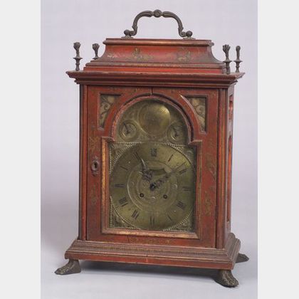 Rococo Red Japanned Bracket Clock
