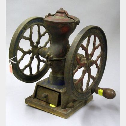 Charles Parker Co. Painted Cast Iron Coffee Grinder