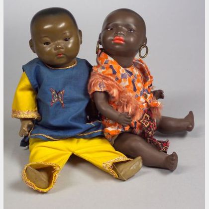 Koppelsdorf Black and AM Oriental Painted Bisque Head Dolls