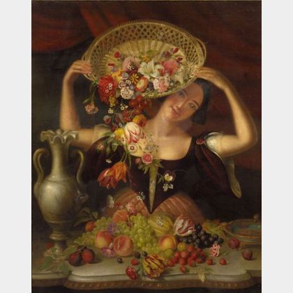 George Stevens (British, fl. 1810-1865) Girl with Basket of Flowers