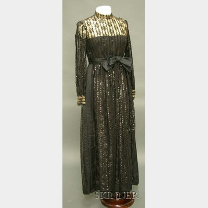 Vintage Joan Leslie for Kasper Black Lace, Satin, and Sequin Evening Pantsuit