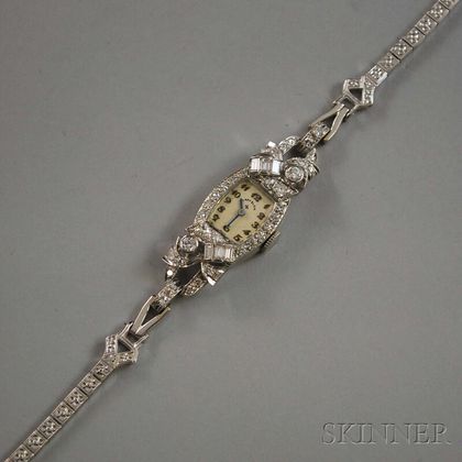 Platinum and Diamond Art Deco Lady Elgin Bracelet Wristwatch