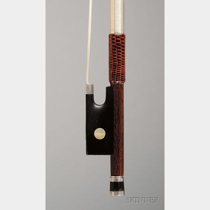 French Silver Mounted Violin Bow, Etienne Pajeot, c. 1825